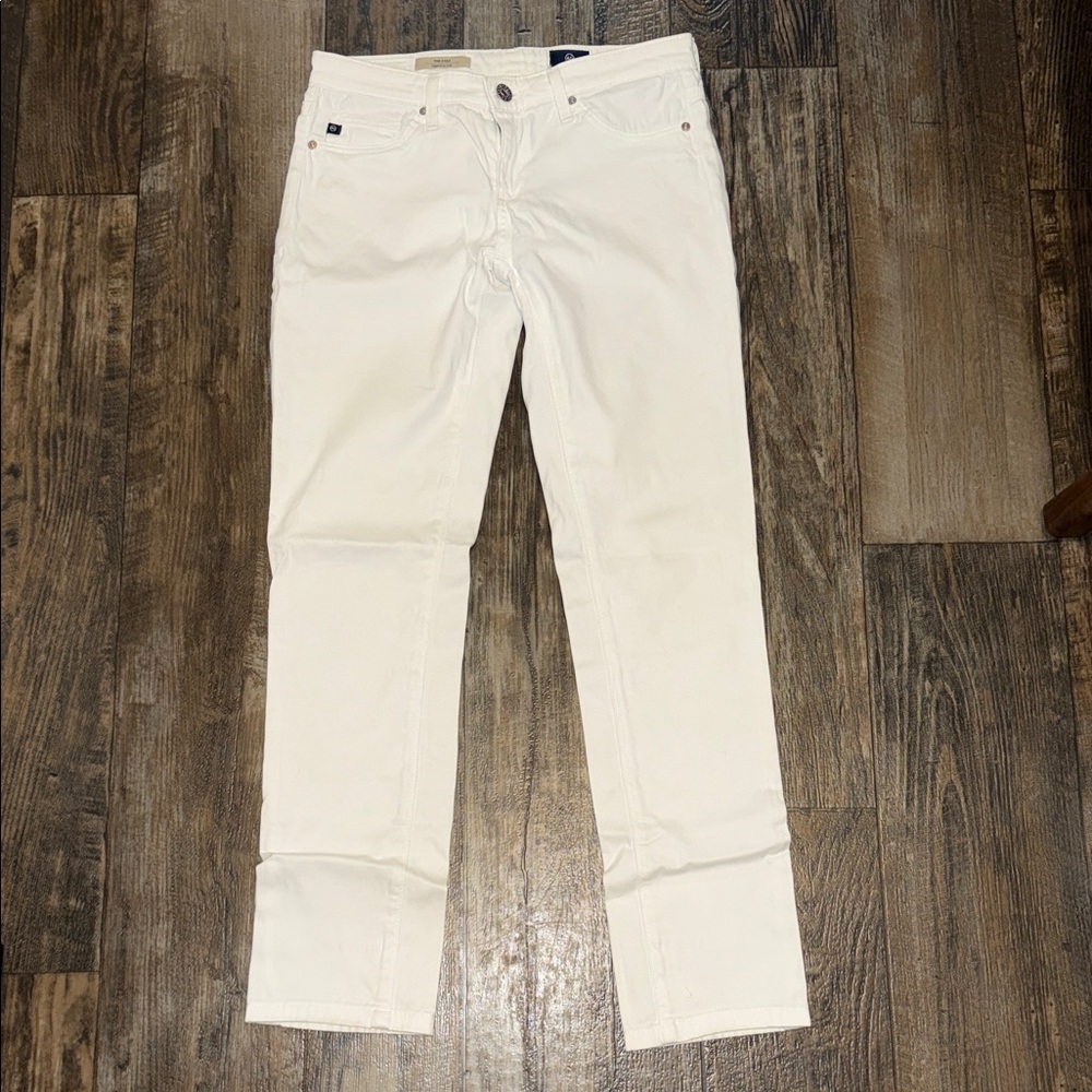 AG White Straight-Leg Pants